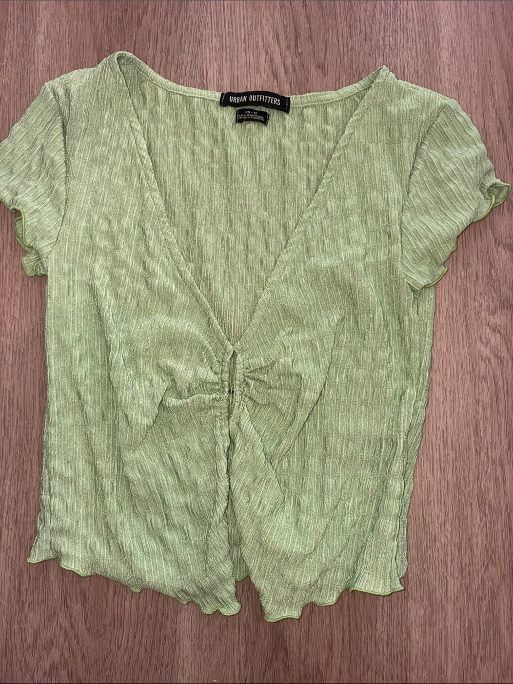Urban Outfitters Light Lime Twist-Front Crop Top